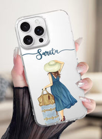 Personalized Wanderlust Girl Travel Theme Clear Phone Case