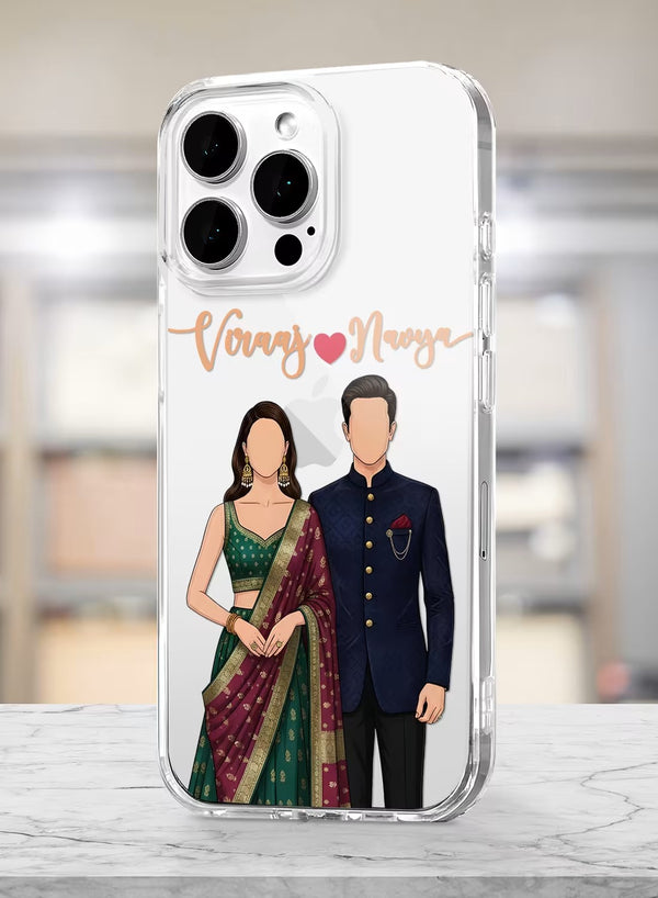 Personalized Indian Ethnic Couple Portrait Clear Phone Case