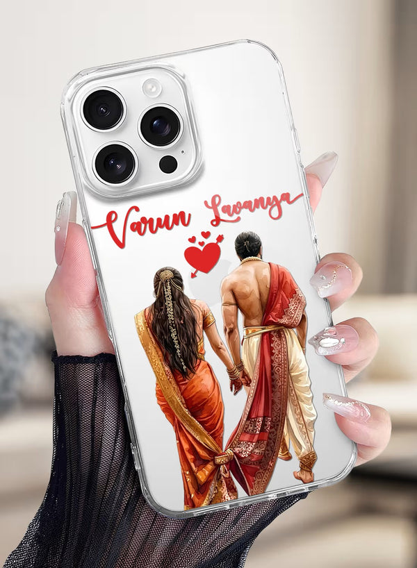 Personalized Traditional Indian Couple Clear Phone Case