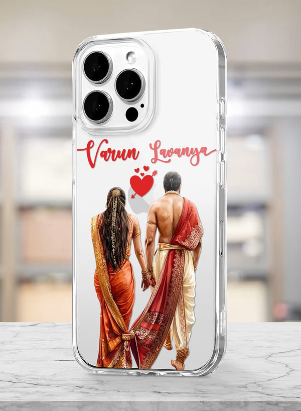 Personalized Traditional Indian Couple Clear Phone Case
