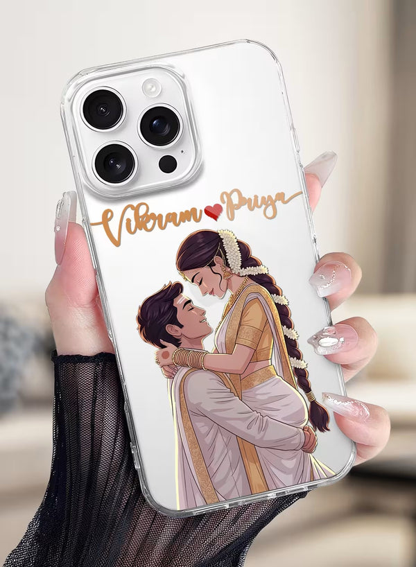 Personalized Ethnic Wedding Couple Portrait Clear Case