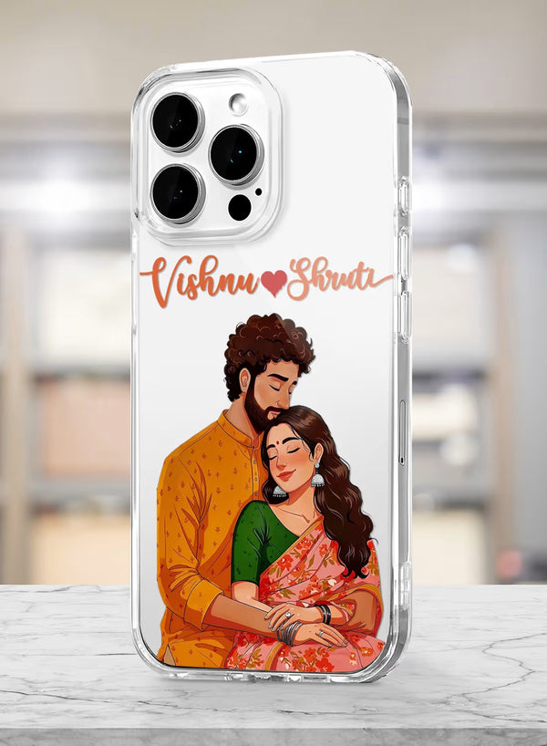 Personalized Ethnic Couple Illustration Clear Phone Case