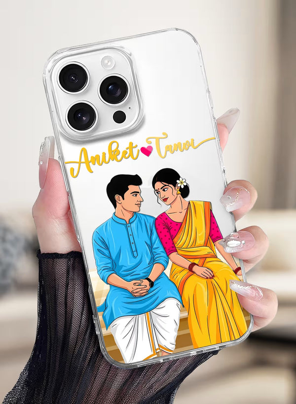 Custom Traditional Ethnic Couple Portrait Clear Phone Case