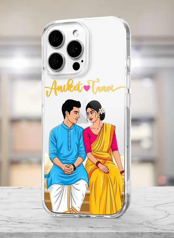 Custom Traditional Ethnic Couple Portrait Clear Phone Case
