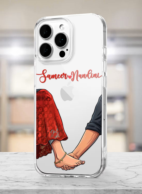 Personalized Romantic Couple Holding Hands Clear Phone Case
