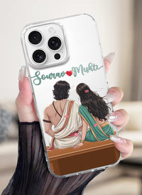 Personalized Ethnic Couple Back-View Art Clear Phone Case