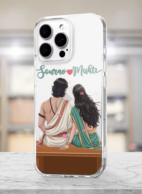 Personalized Ethnic Couple Back-View Art Clear Phone Case