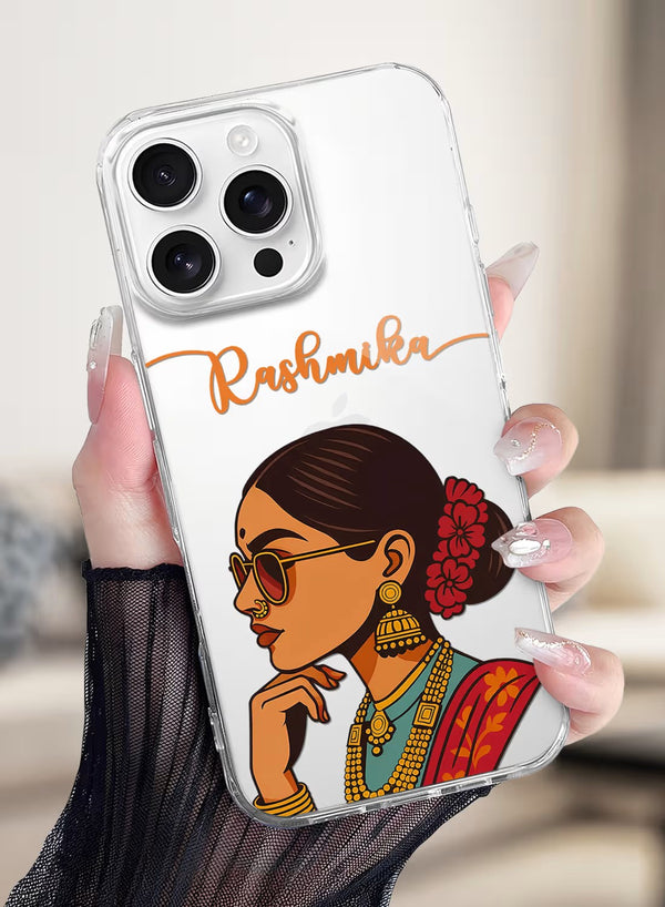 Personalized Ethnic Glam Girl Portrait Clear Phone Case