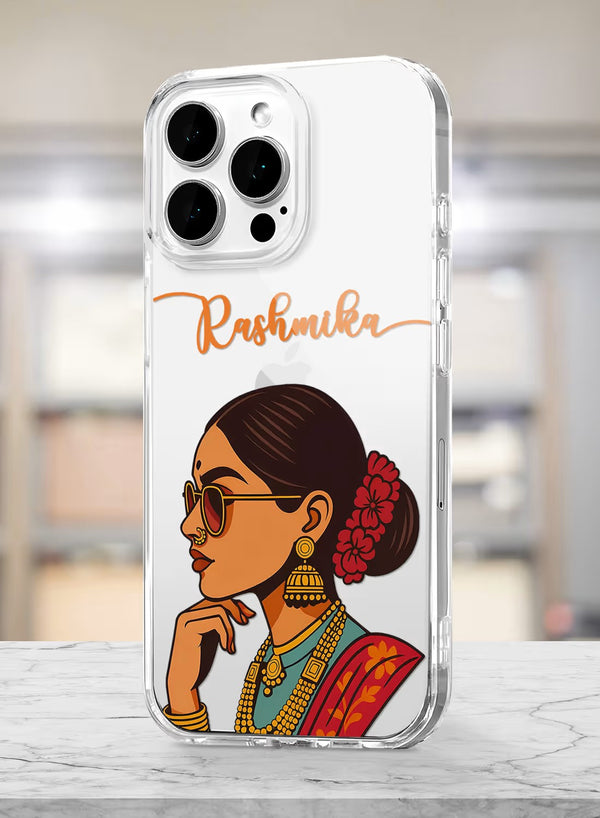 Personalized Ethnic Glam Girl Portrait Clear Phone Case