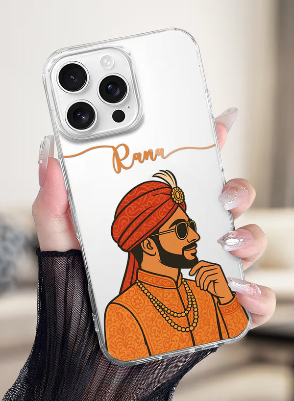 Personalized Royal Indian Groom Portrait Clear Phone Case
