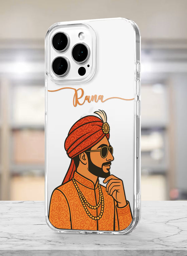 Personalized Royal Indian Groom Portrait Clear Phone Case