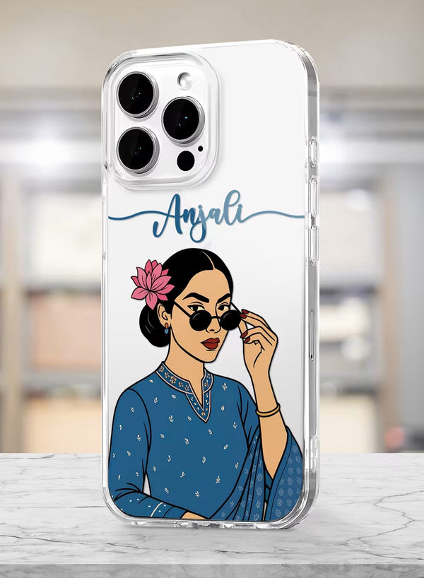 Custom Name Stylish Desi Girl Aesthetic Clear Phone Case