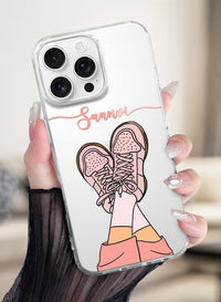 Personalized Chic Pink Sneakers Clear Silicone Phone Case