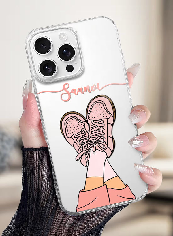Personalized Chic Pink Sneakers Clear Silicone Phone Case