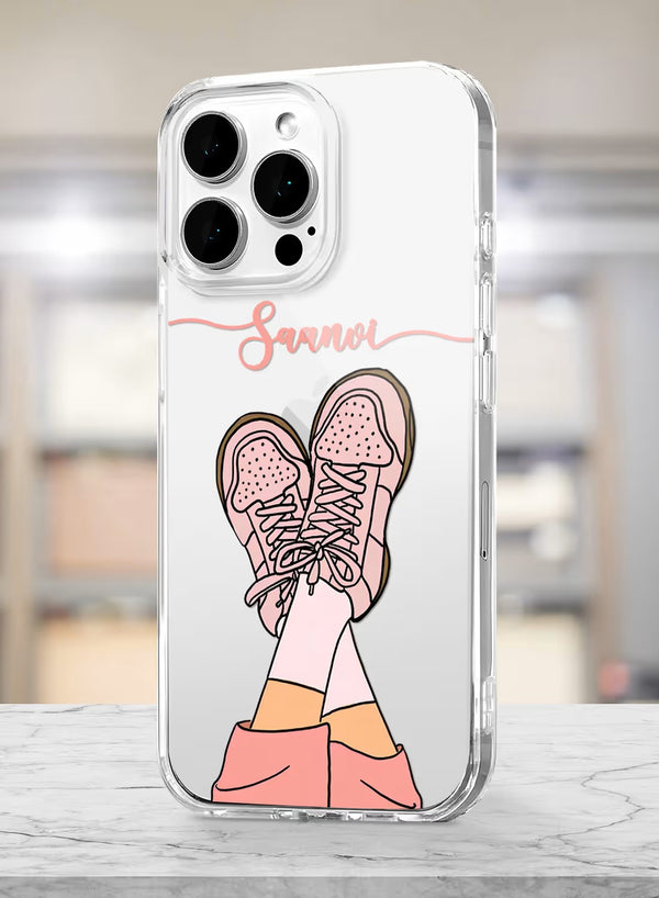 Personalized Chic Pink Sneakers Clear Silicone Phone Case