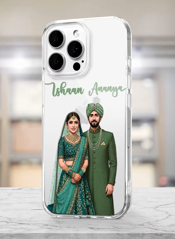 Custom Wedding Couple Portrait Clear Silicone Phone Cover