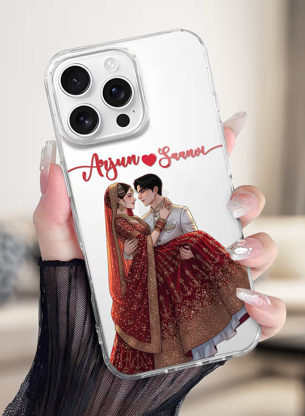 Personalized Royal Indian Wedding Couple Clear Phone Case