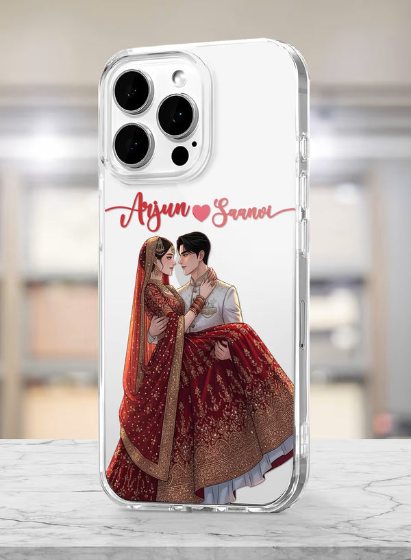Personalized Royal Indian Wedding Couple Clear Phone Case