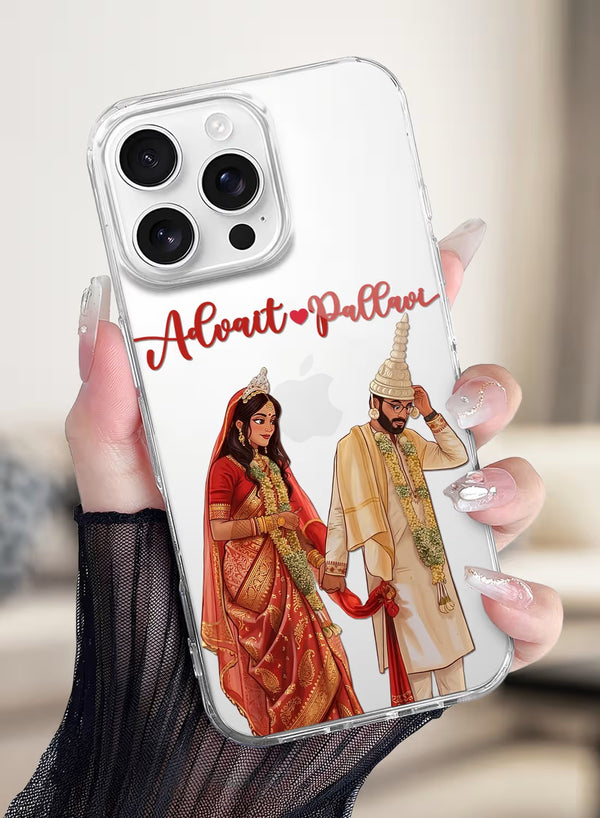 Personalized Bengali Wedding Couple Portrait Clear Case