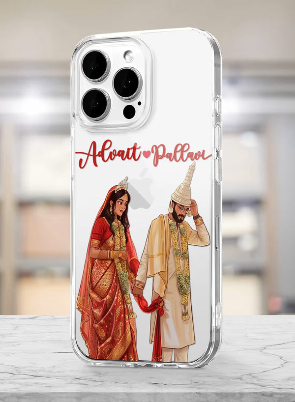 Personalized Bengali Wedding Couple Portrait Clear Case