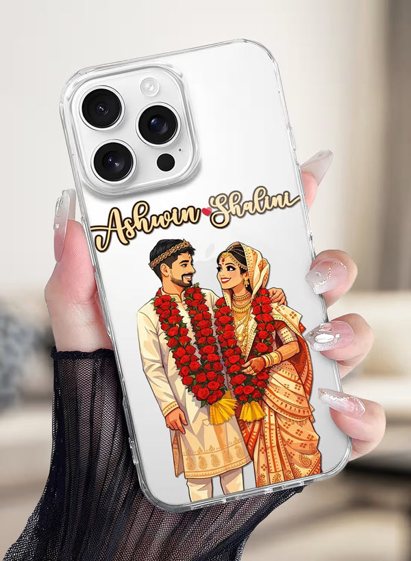 Personalized Indian Traditional Wedding Couple Clear Case