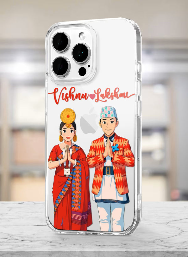 Customized Nepali Cultural Couple Portrait Clear Case