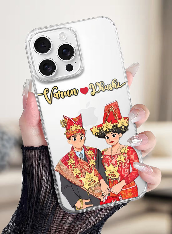 Custom Traditional Ethnic Bride & Groom Portrait Clear Case
