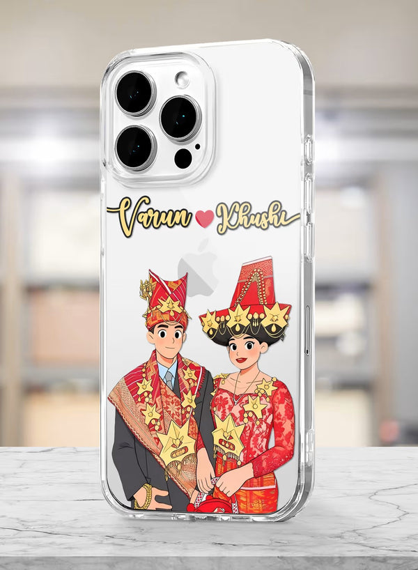 Custom Traditional Ethnic Bride & Groom Portrait Clear Case