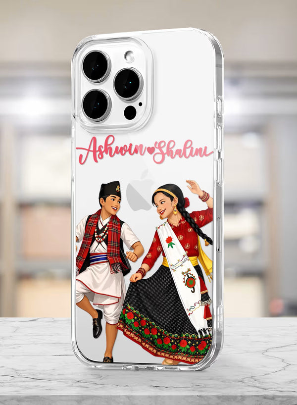 Personalized Traditional Nepali Couple Art Clear Phone Case