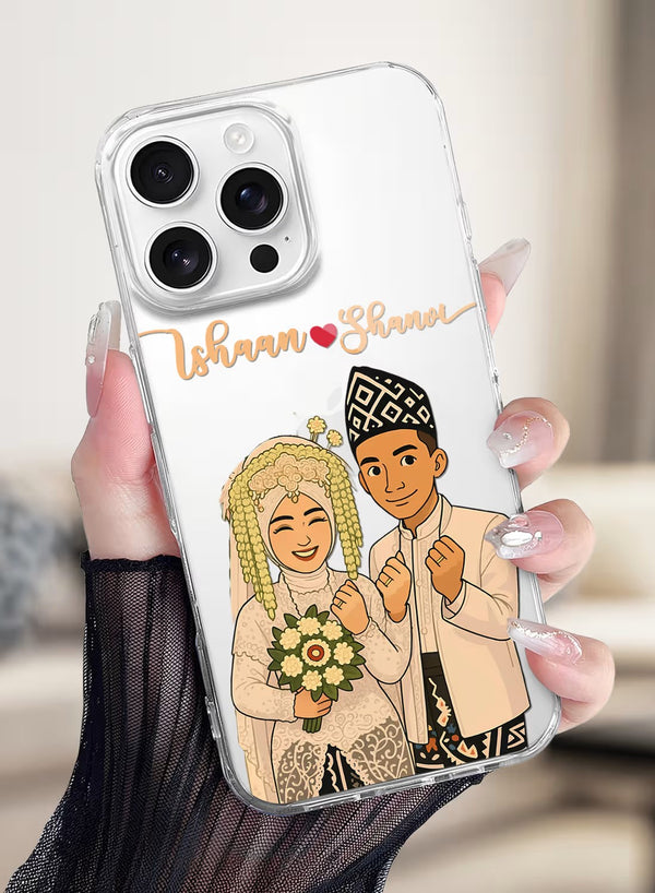 Custom Indonesian Wedding Couple Portrait Clear Phone Case
