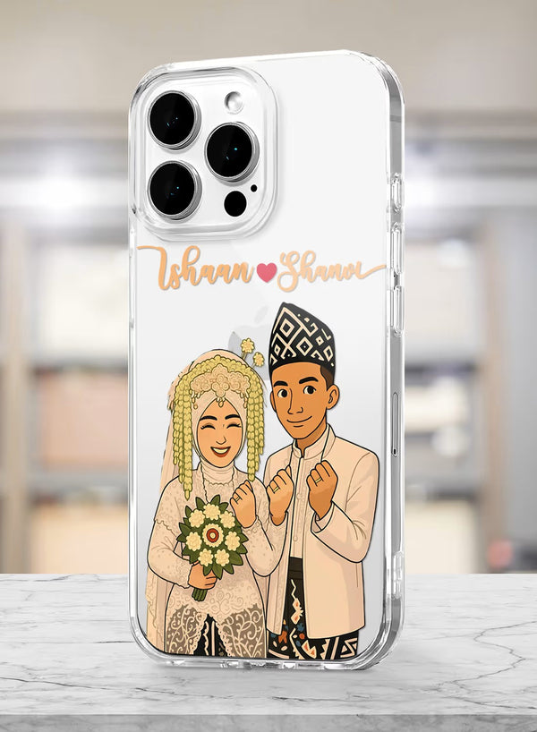 Custom Indonesian Wedding Couple Portrait Clear Phone Case