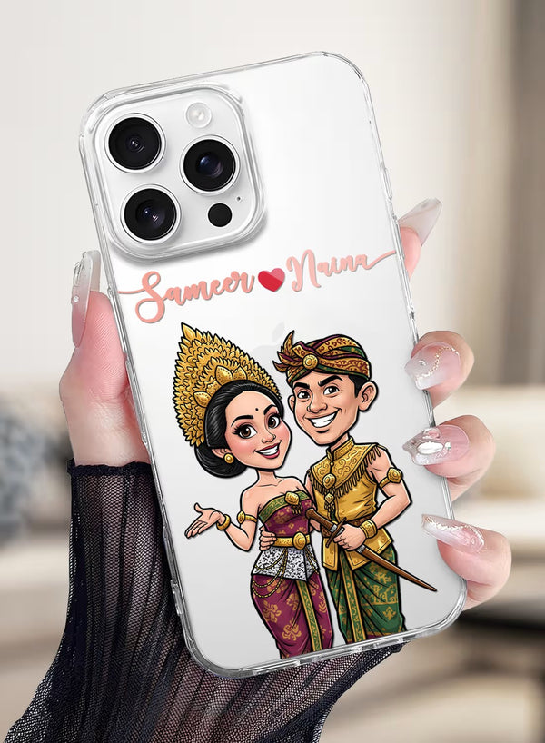 Custom Ethnic Bride & Groom Traditional Portrait Clear Case