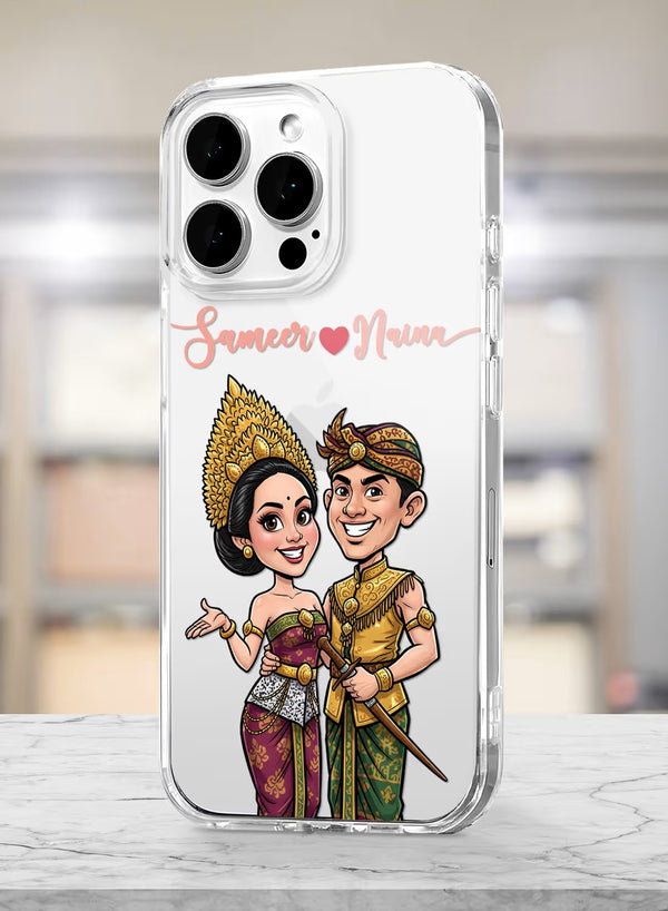 Custom Ethnic Bride & Groom Traditional Portrait Clear Case