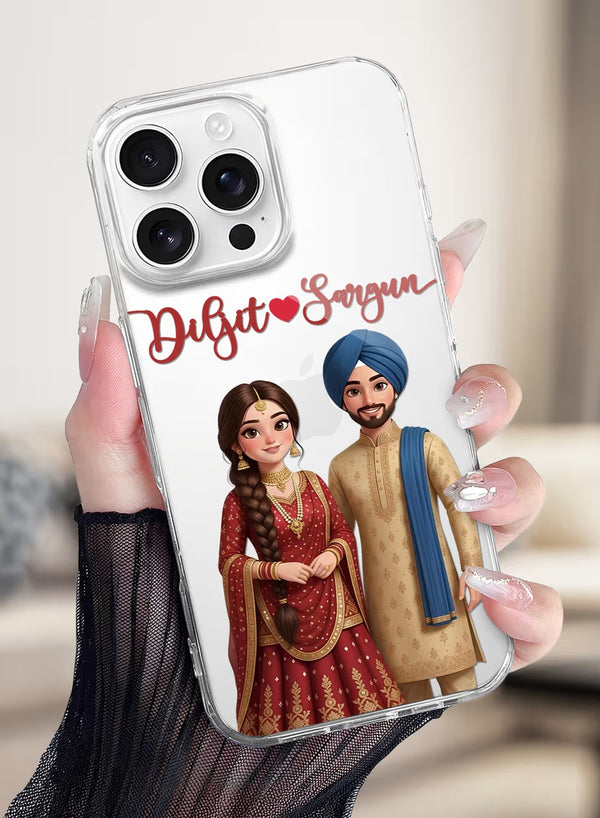 Personalized Ethnic Bride & Groom Couple Clear Case