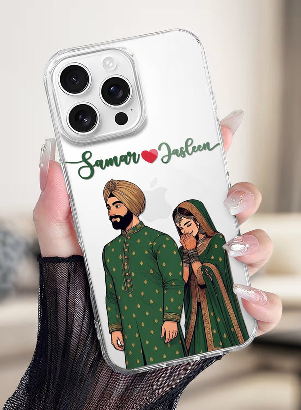 Bespoke Ethnic Wedding Couple Portrait Clear Phone Case