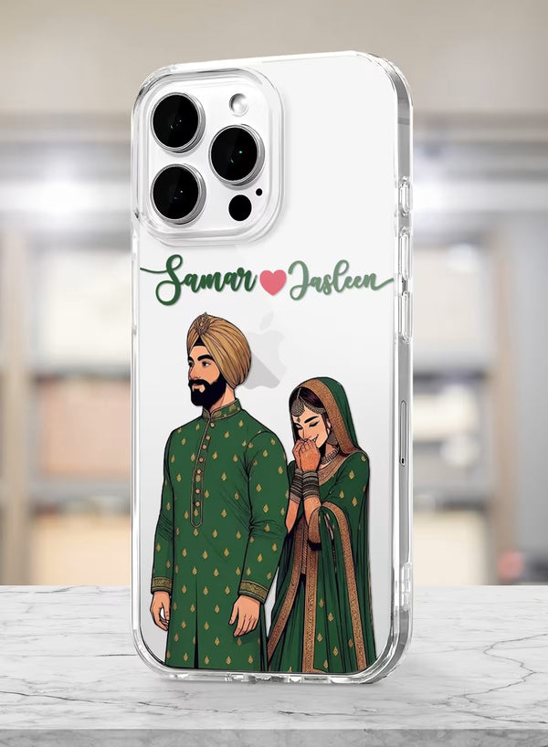 Bespoke Ethnic Wedding Couple Portrait Clear Phone Case