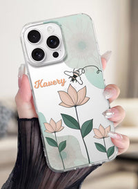Personalized Botanical Bee & Floral Clear Silicone Case