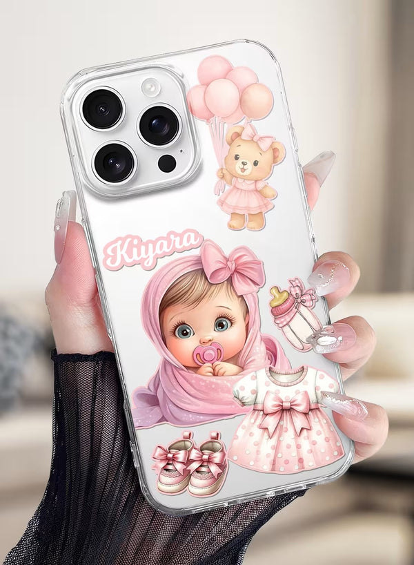 Personalized Baby Girl Theme Clear Silicone Phone Case