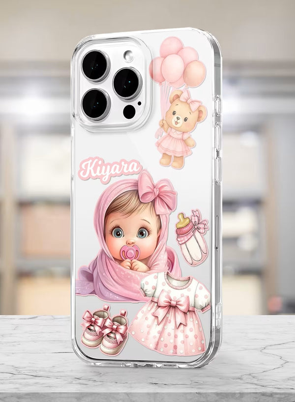Personalized Baby Girl Theme Clear Silicone Phone Case