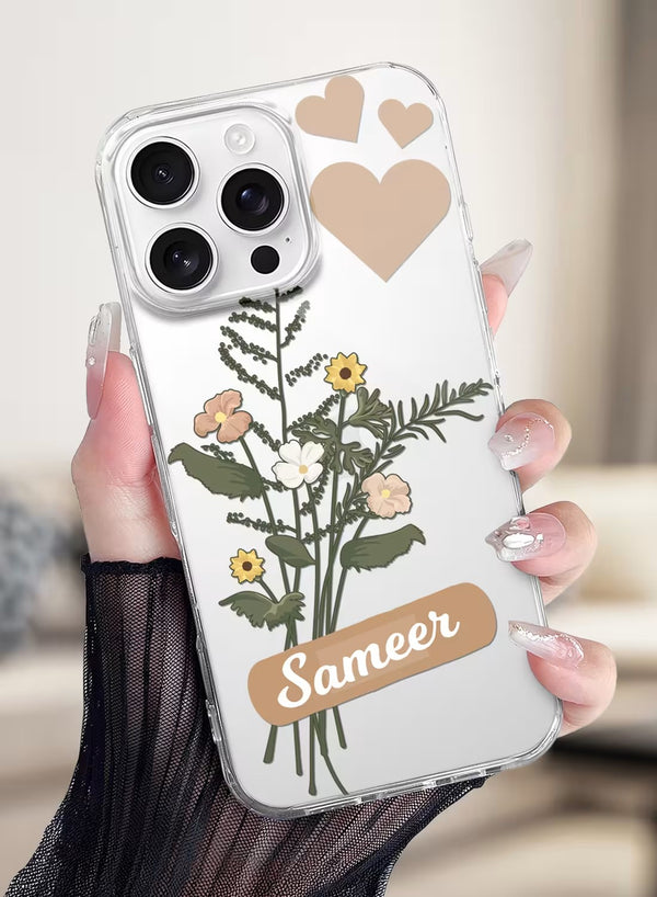 Personalized Wildflower Bouquet Custom Name Clear Case