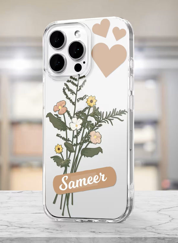 Personalized Wildflower Bouquet Custom Name Clear Case