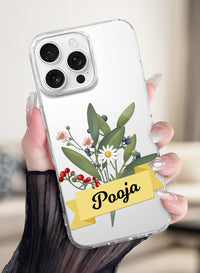 Botanical Wildflower Custom Name Clear Phone Case