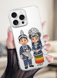 Traditional Ethnic Couple Portrait Clear Silicone Case