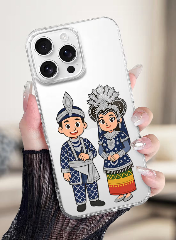 Traditional Ethnic Couple Portrait Clear Silicone Case
