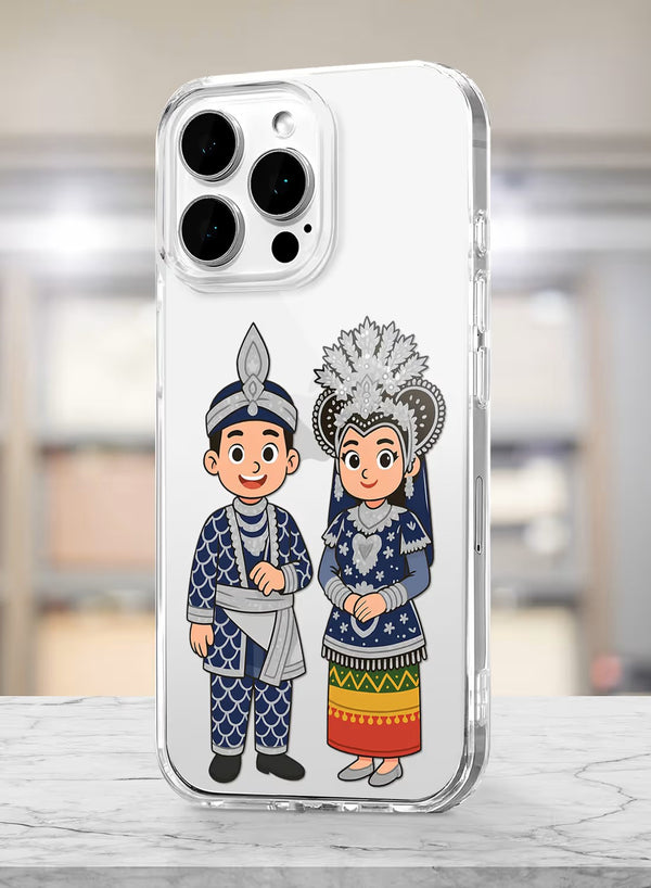 Traditional Ethnic Couple Portrait Clear Silicone Case