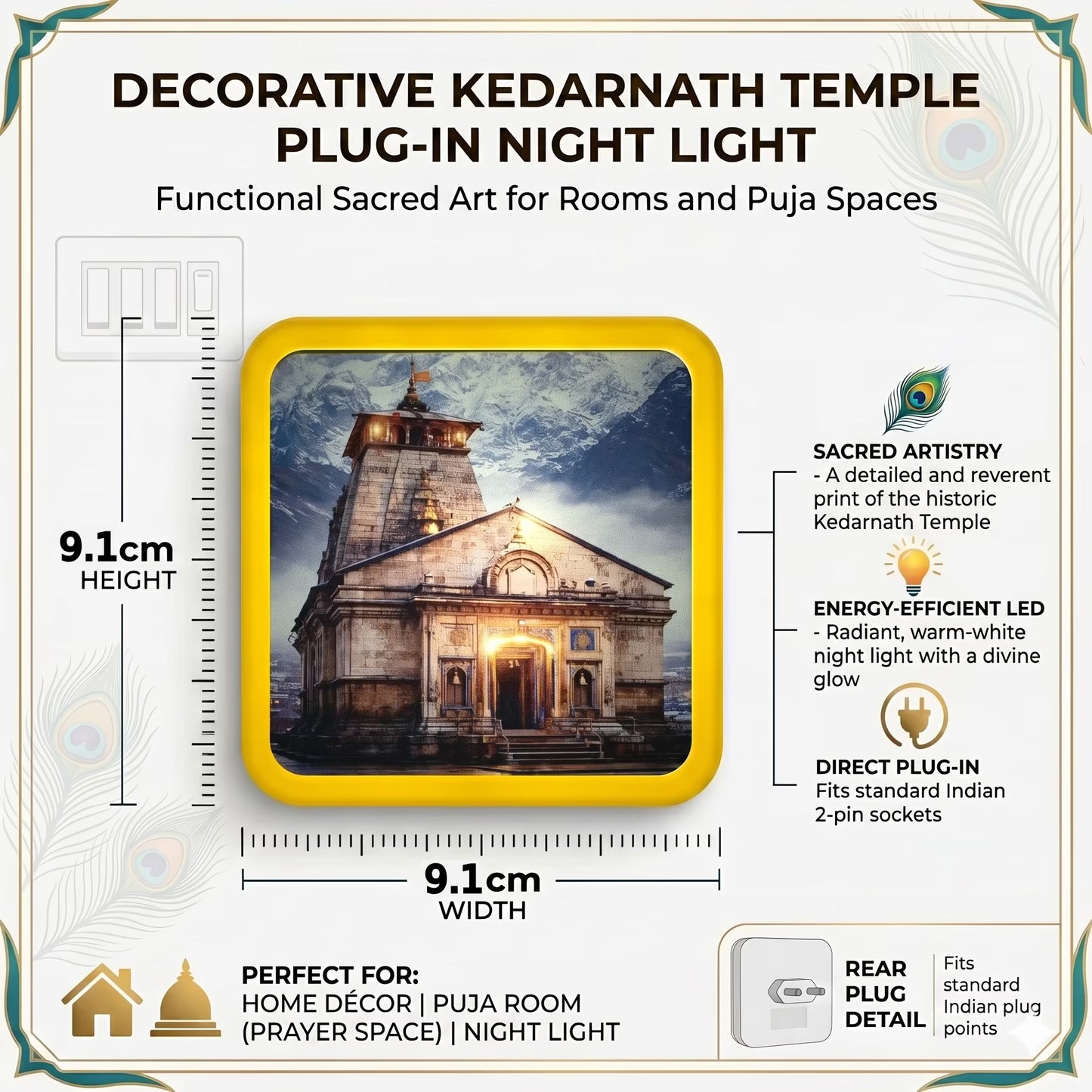 Kedarnath Temple Plug-In Acrylic LED Night Lamp