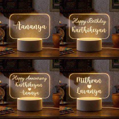 White Rounded Acrylic Name LED Lamps With Custom text
