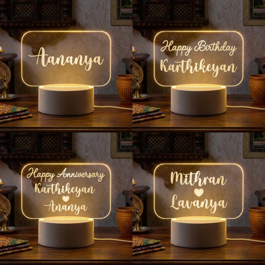 White Rounded Acrylic Name LED Lamps With Custom text