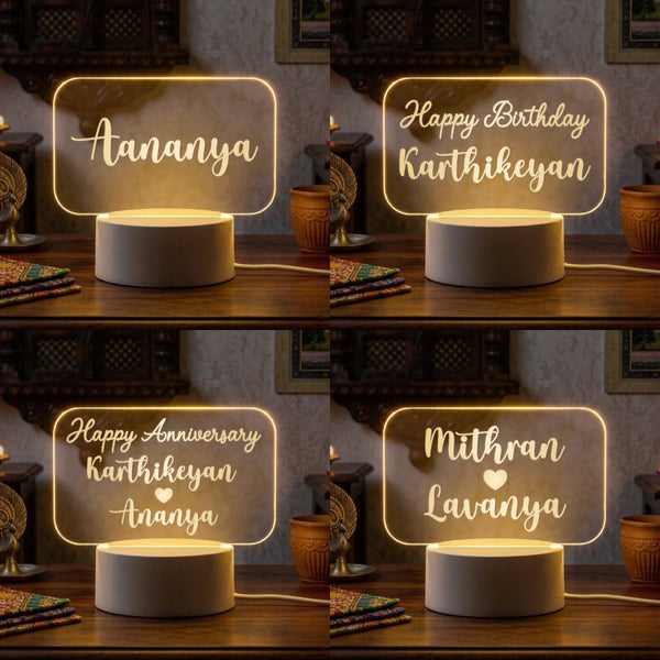 White Rounded Acrylic Name LED Lamps