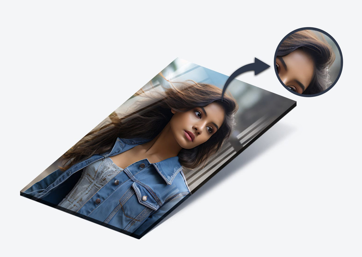 High-definition acrylic photo frame showing sharp details and glossy finish